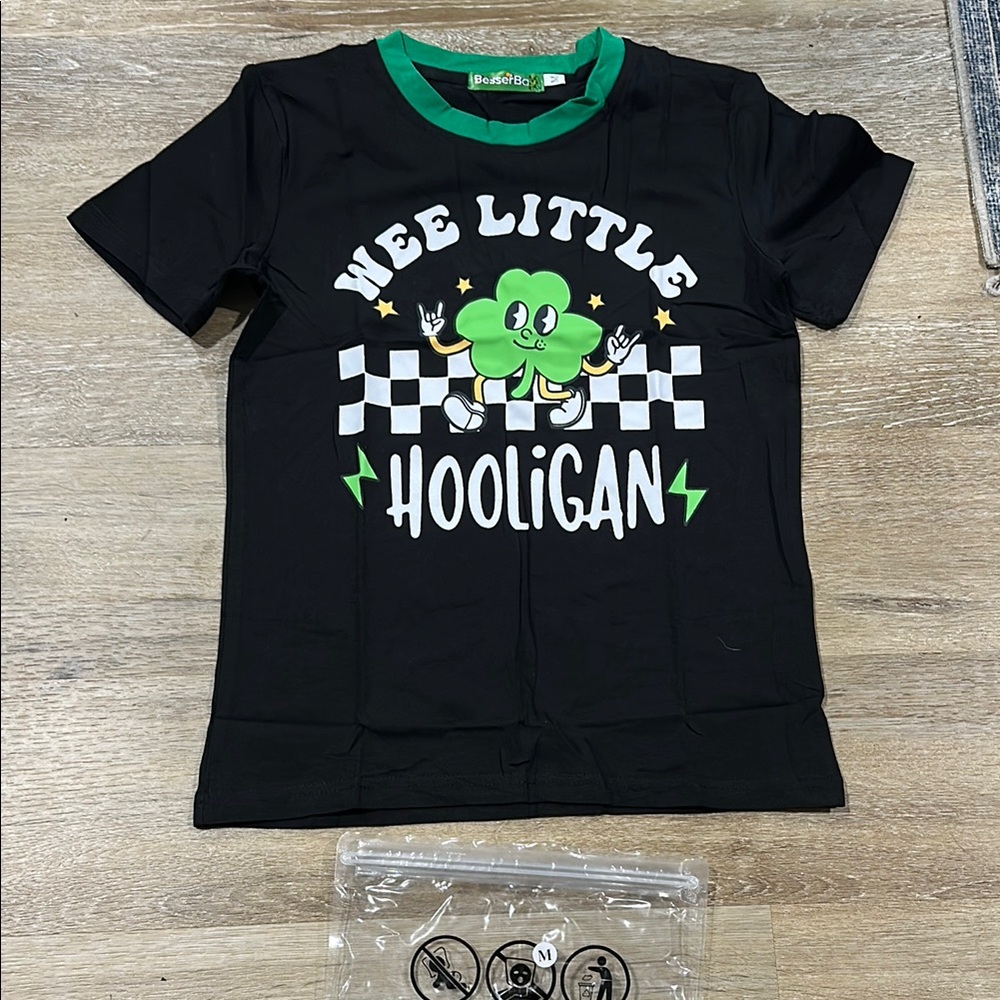 Wee Little Hooligan Kids Black T-Shirt - st Patrick’s day - unisex